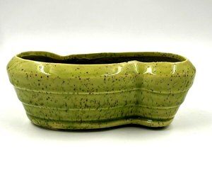 MCM Pottery USA Yellow Green Speckled Planter S-Shaped